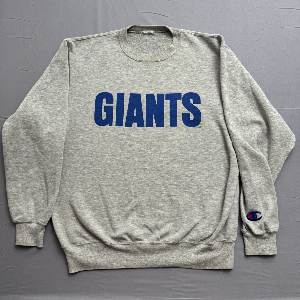 VTG Champion New York Giants Crewneck Sweatshirt Gray Blue NFL Football Graphic